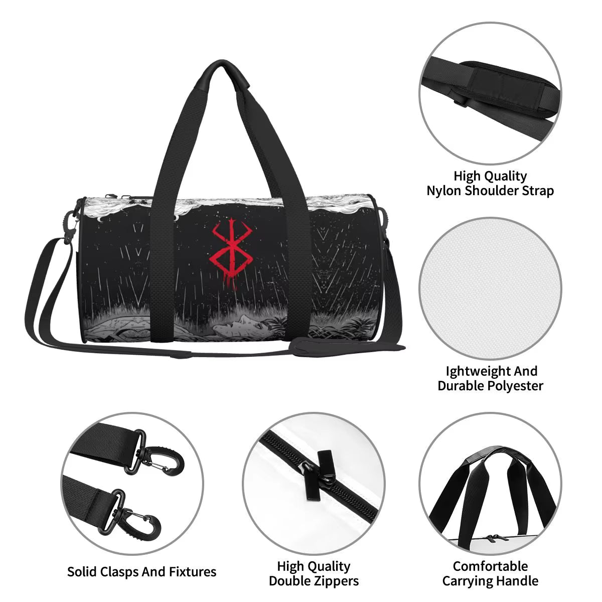 Japan Anime Bereserk Gym Bag Fashion Street Waterproof Sports Bags Large Capacity Travel Handbag Novelty Fitness Bag for Couple