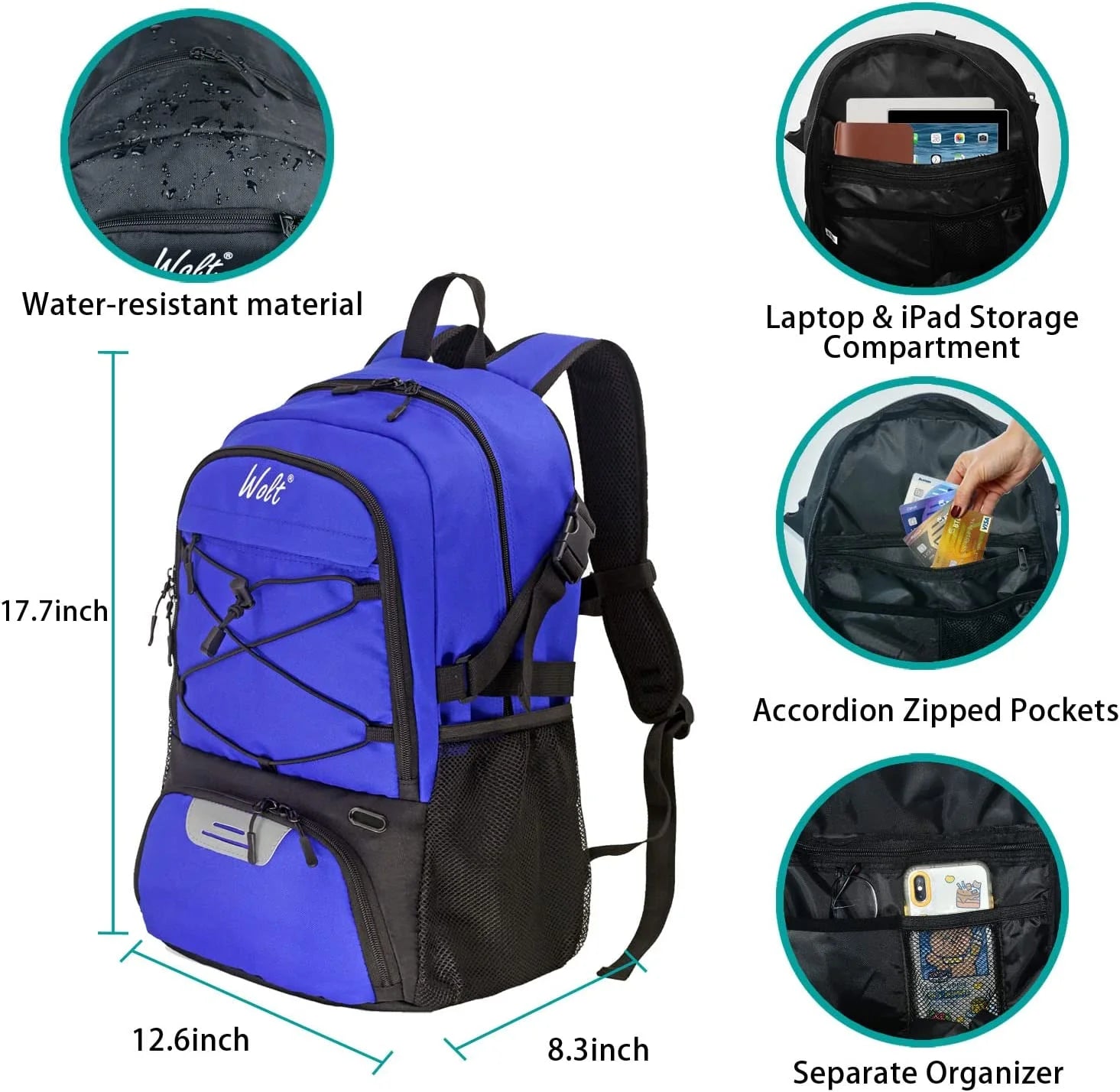 | Basketball Bag Backpack for Men--Best Accessories Gym Daily Use Blue