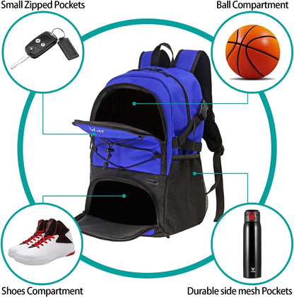 | Basketball Bag Backpack for Men--Best Accessories Gym Daily Use Blue