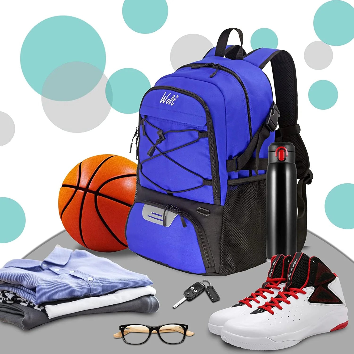 | Basketball Bag Backpack for Men--Best Accessories Gym Daily Use Blue