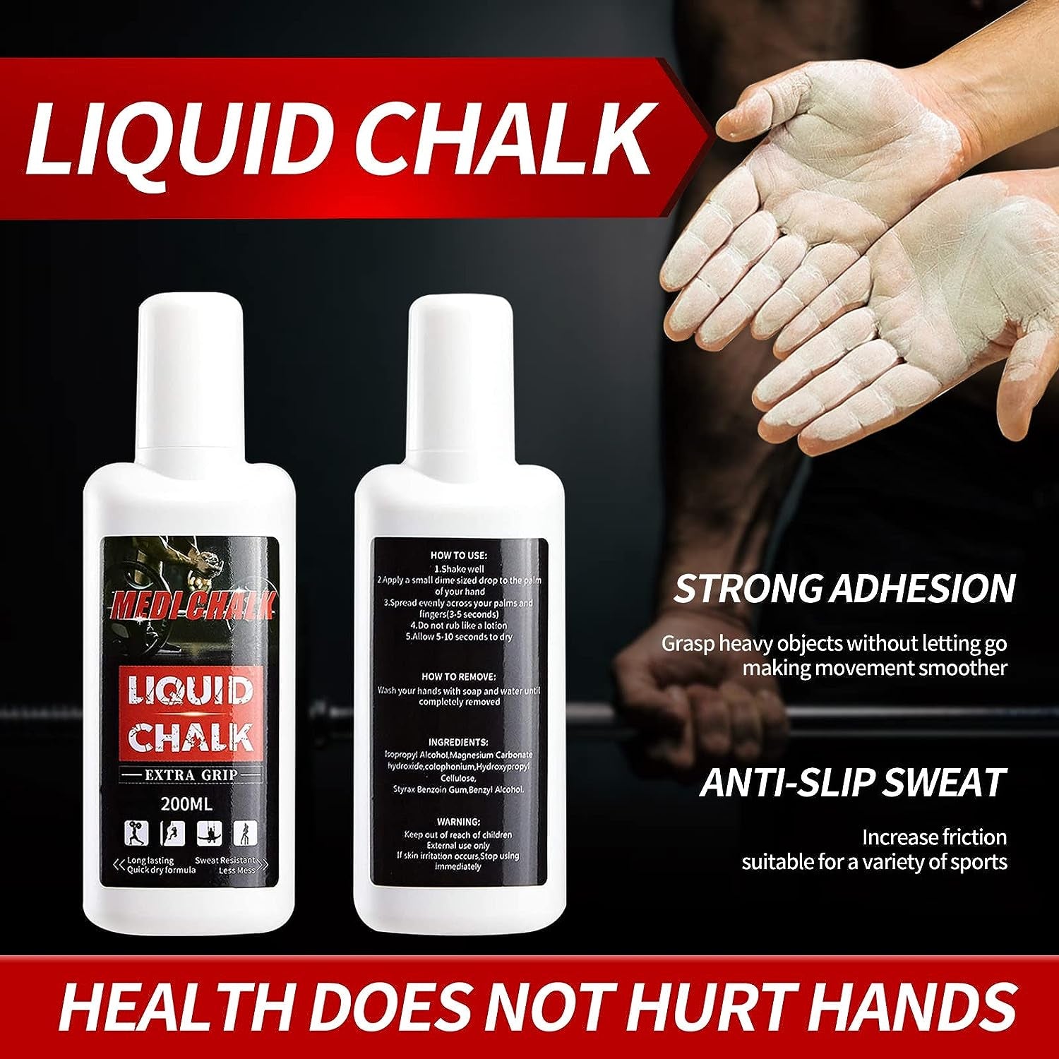 Liquid Chalk, Sports Chalk, Hand Grip Chalk,Weightlifting Chalk,Gym Chalk,Work Out Chalk for Cross Training, Powerlifting,Pole Dance